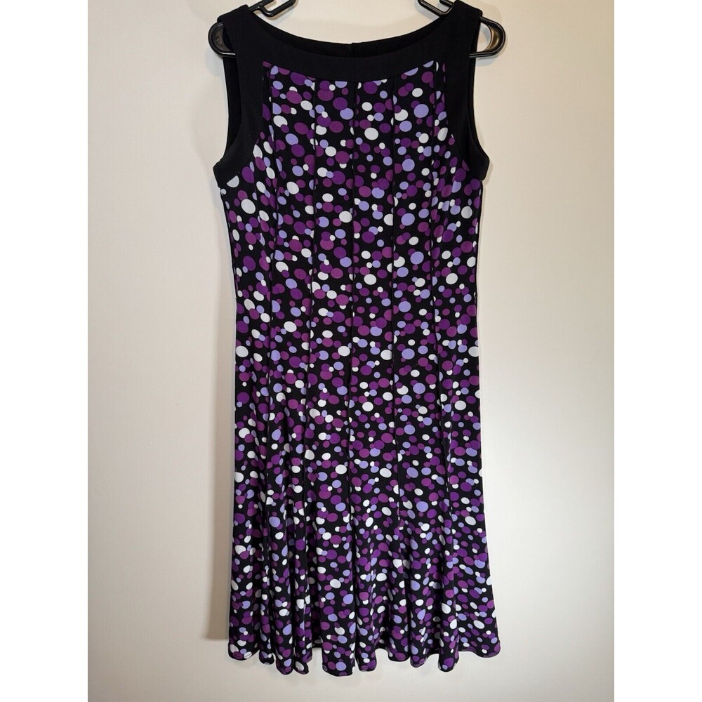 Sandra Darren Polka Dot Midi Purple And Black Woman’s Dress Size 6